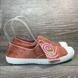 NWT Cienta Rust Canvas Big Girl Sz 3.5/EU 35 Slip On Elastic Cap Toe Sneakers